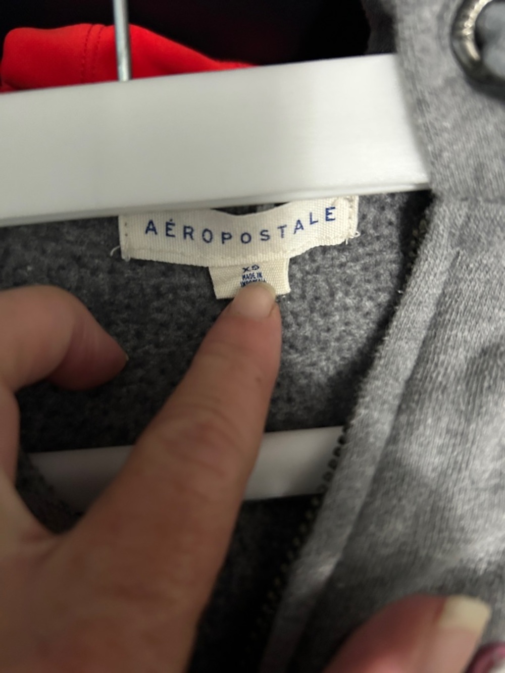 Aeropostale Gray Zip-Up Hoodie with Pink Logo - Picture 3 of 4
